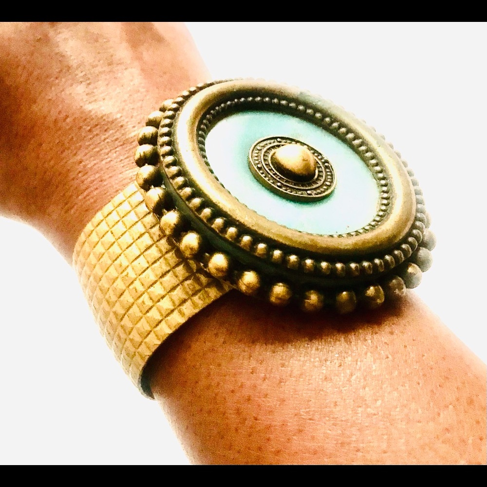 Turquoise and metal cuff